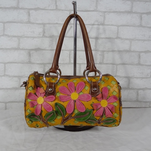 Isabella Fiore Handbags - Isabella Fiore Leather Floral Embossed Satchel